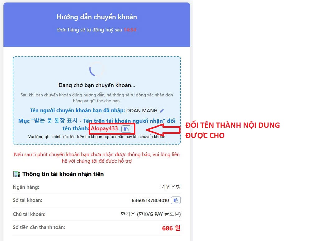 Thông tin tài khoản ngân hàng
