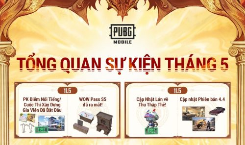 TỔNG QUAN LỘ TRÌNH CẬP NHẬT PUBG MOBILE THÁNG 5